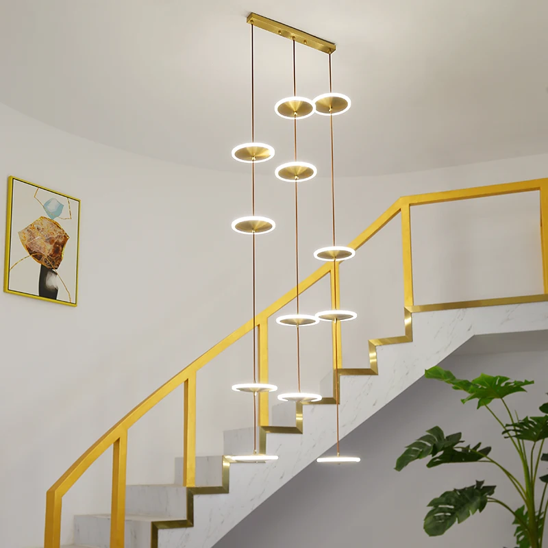 Modern chandelier led duplex villa stair chandeliers long line hanging lamp high-rise living room ceiling light designer lamp