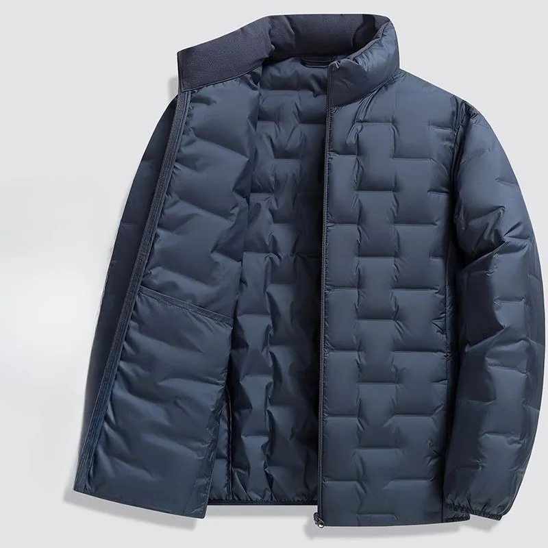 Jaket Musim Dingin Baru Tipis Ringan Pria Kerah Tegak Pendek Bulu Bebek Hangat Mantel Musim Gugur Musim Dingin Kasual Jaket Ringan Model Roti