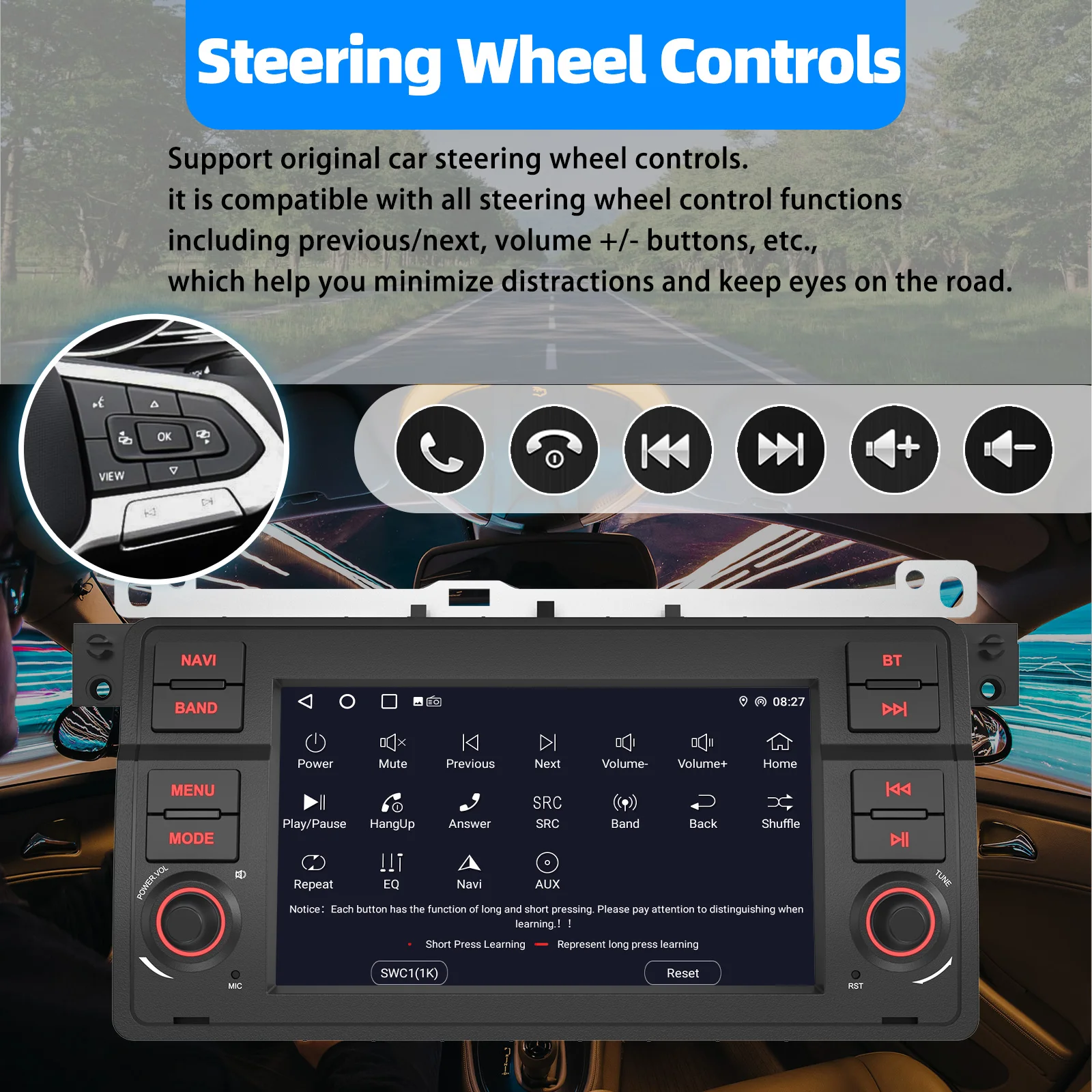 ESSGOO Drahtloses Apple Carplay Android Auto Autoradio für BMW E46 M3 318/320/325/330/335 Rover 75 Coupe Android 15 64 GB 2Din GPS – Detail 11