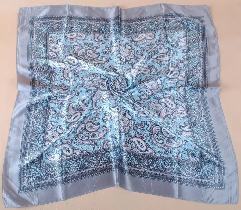 90X90cm Kopf Schal Frauen Luxus Marke Seide Quadrat Schal Foulard Satin Bandana Weiche Halstuch Hijab Haar Schals für Damen – Detail 15