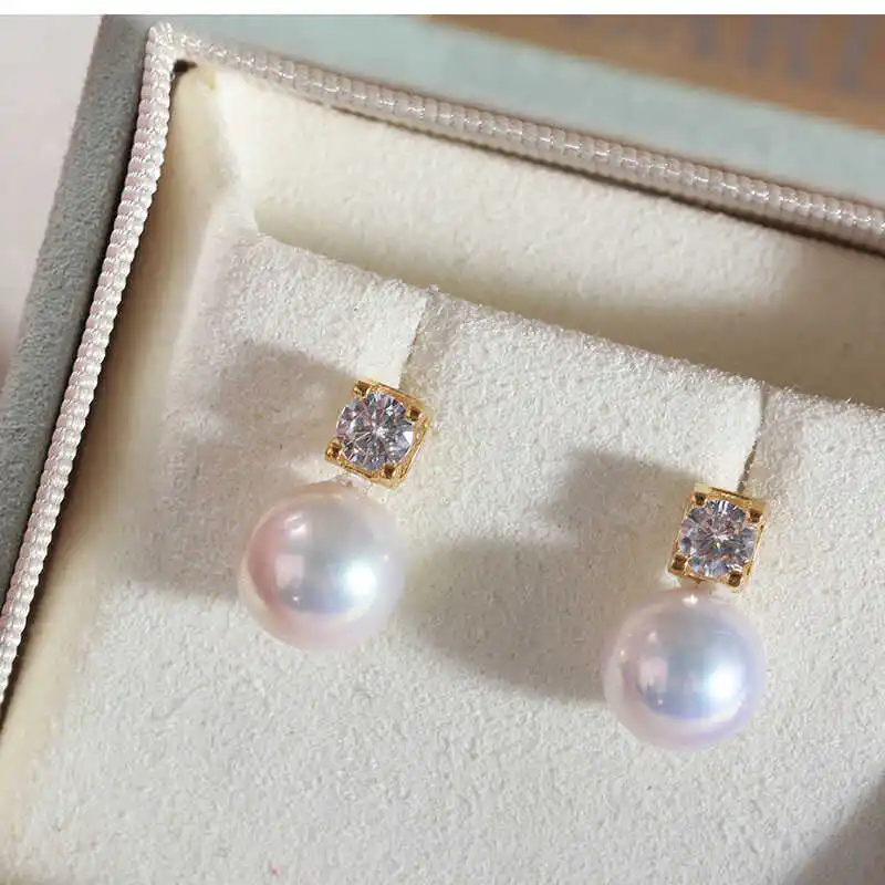 DIY Pearl Accessories New Copper-plated Bull's Head Zircon Earrings Pendant Empty Support Set Temperament Niche Design