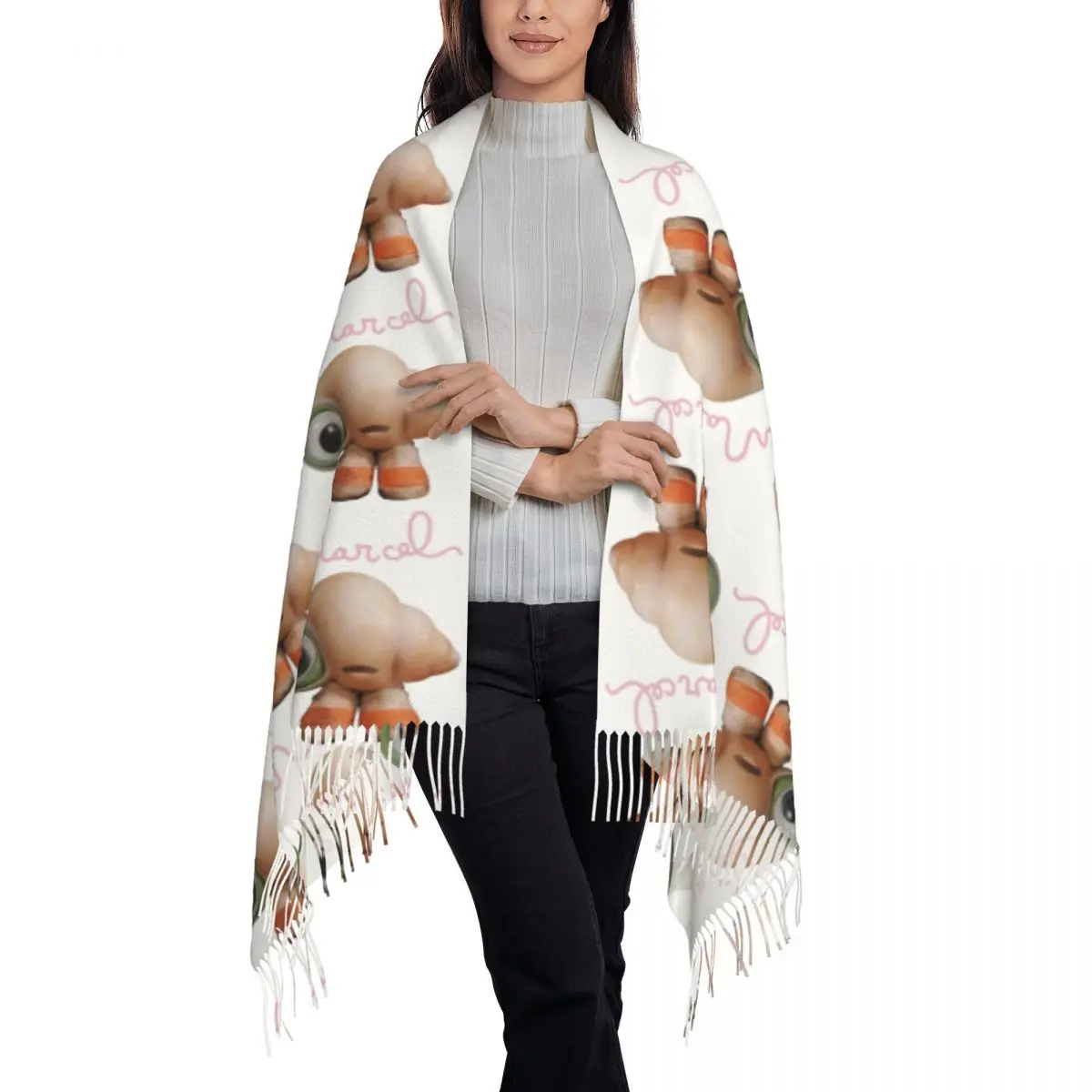 Marcel The Shell With Shoes On Live Action Scarf Tassel Scarves Women Soft Warm Shawls and Wraps Long Fall Winter Shawl Wrap