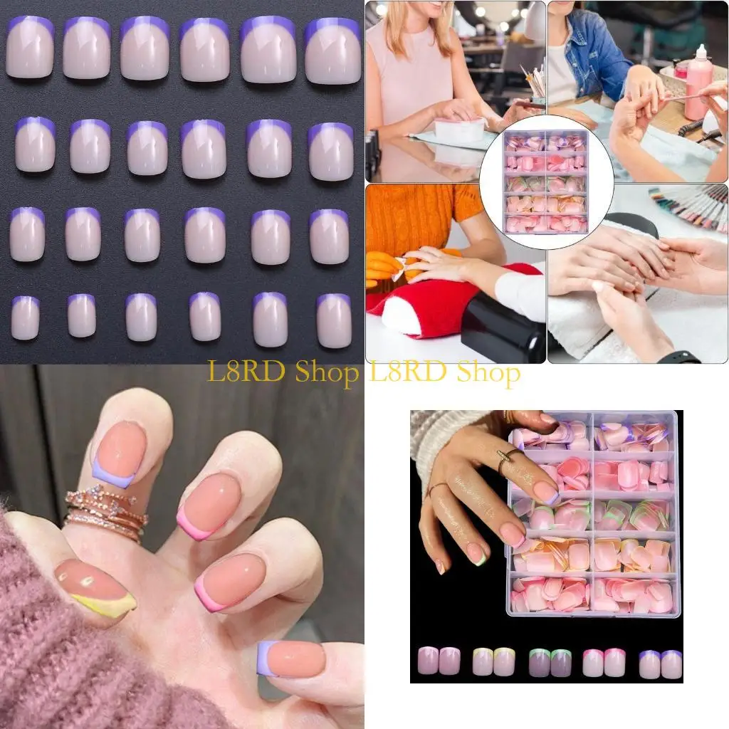 L8RD 240 Pcs/Box Press On Nails French Tips False Nails Full Cover on Nails