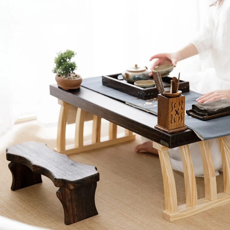Solid Wood Meditation Stool Japanese Style Zen Bench Entryway Shoe Bench Tatami Kneeling Chair Natural Wood Sitting Stool - Image 3