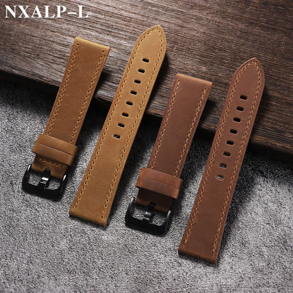 جلد طبيعي حزام (استيك) ساعة 20 مللي متر 22 مللي متر ل Seiko ل أوميغا Smartwatch معصمه 18 مللي متر 24 مللي متر جلد البقر حزام ساعة اليد سوار الأعمال #2