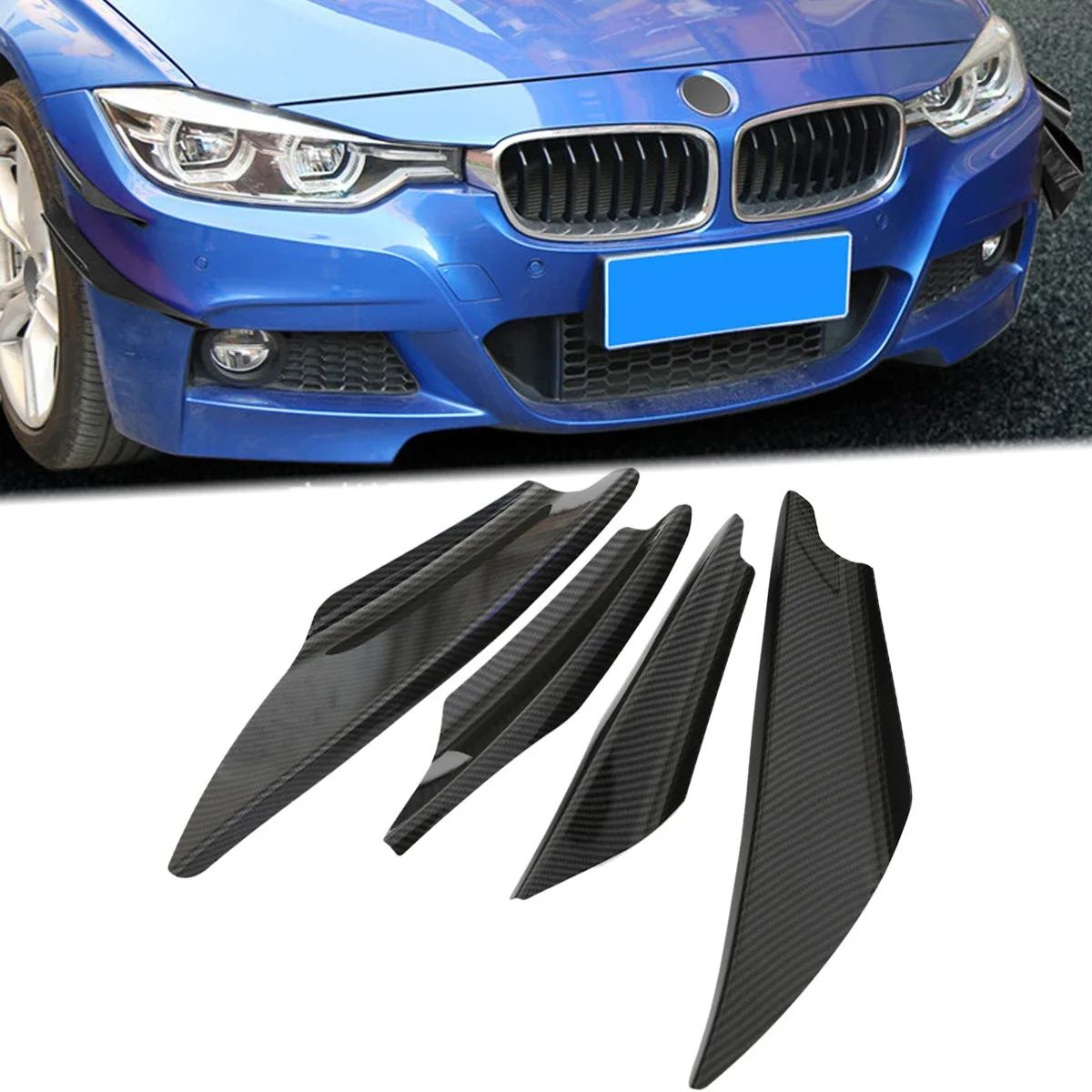 

Carbon Fiber Look Front Side Canards Splitter Bumper Fin Valence Spoiler Car Accessories Universal For Honda Nissan Infiniti