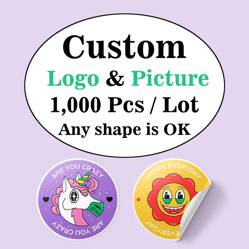 

1000 PCS Custom Stickers Customize Logo Label Sticker Personalized Stickers Packaging Labels Design Your Own BUssiness Stickers