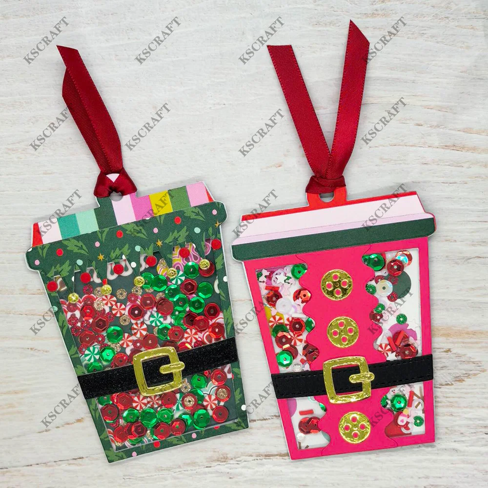 KSCRAFT Christmas Coffee Cup Shaker Cutting Dies Stencils for DIY Scrapbooking Decorative Embossing DIY Paper Cards