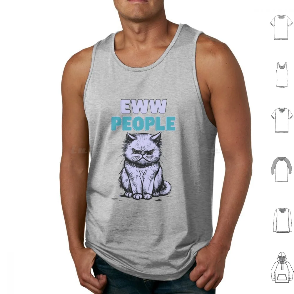 Ewww People Introvert Cat Tank Tops Vest Sleeveless Introvert Cat Cats Kitty Kitten Cat Lover Funny Cute Introverted