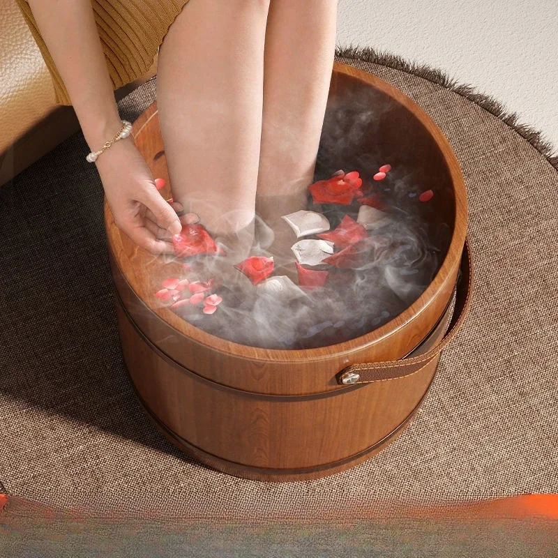 Household high-grade foot washing basin foot soaking bucket wooden barrel cedar wood solid wood massage foot soaking