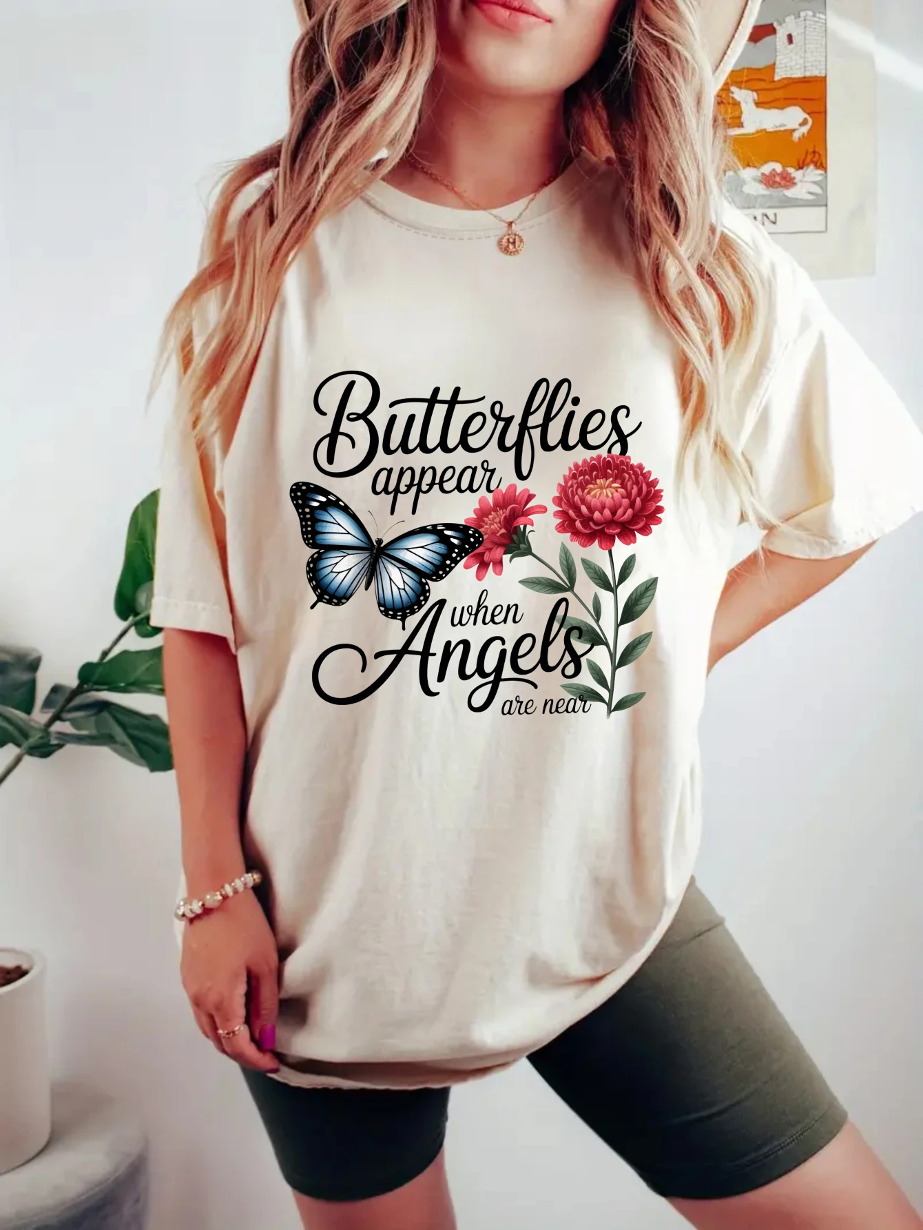 Women's Tank Top Butterflies Appear When Angels Are Near Suitable for Sports and Daily Wear Sleeveless Casual Top Summer Tees