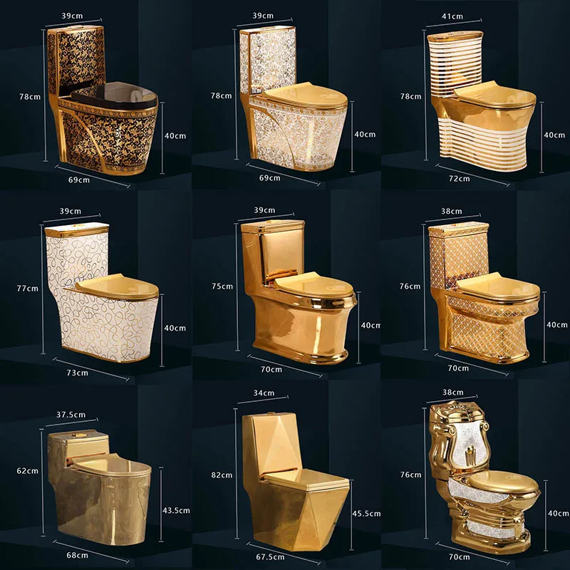 

Hot-selling Golden Toilet In The Middle East, Electroplated Ceramic, Super Swirl Type, Water-saving And Deodorant, Luxury Toilet