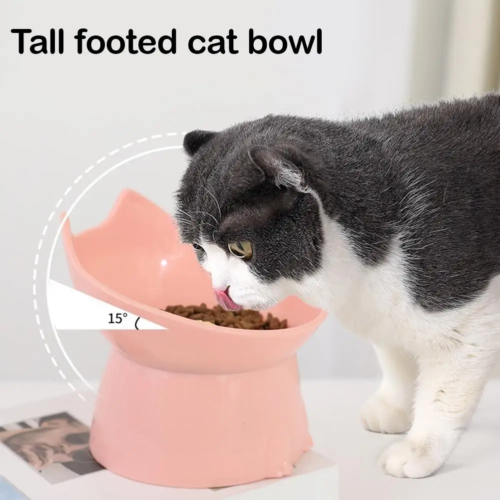 1 Stück WhiskerWare Erhöhte Katzennapf, Kippsicherer Kunststoff-Fressnapf mit Schrägrand, Nackenschutz für Katzenfutter