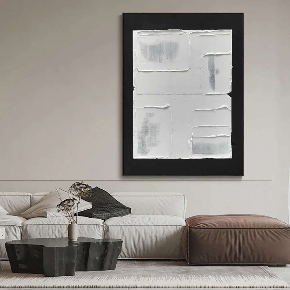 Black And White Abstract Painting Morandi Simplicity Handmade Oil Painting Living Room Decorative Painting Abstract Oil Painting