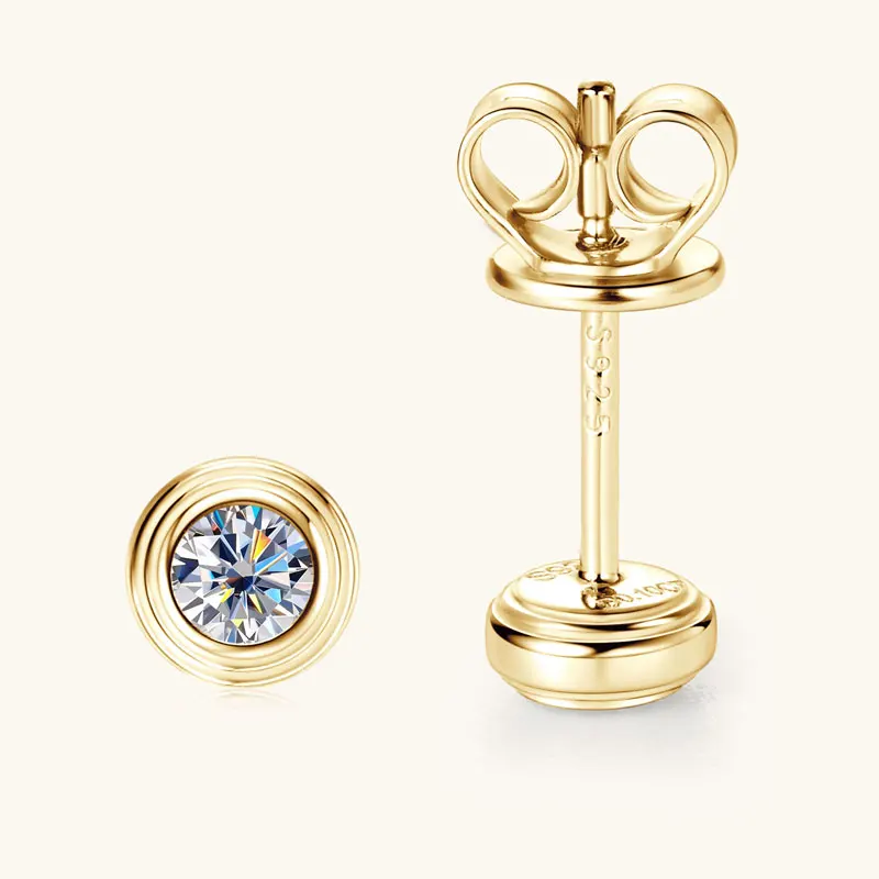IOGOU D0.10CT Runde Ohrstecker mit Moissanit-Diamant, 925er Sterlingsilber, Original-Edelschmuck für Frauen und Mädchen, Jahrestagsgeschenke – Detail 13