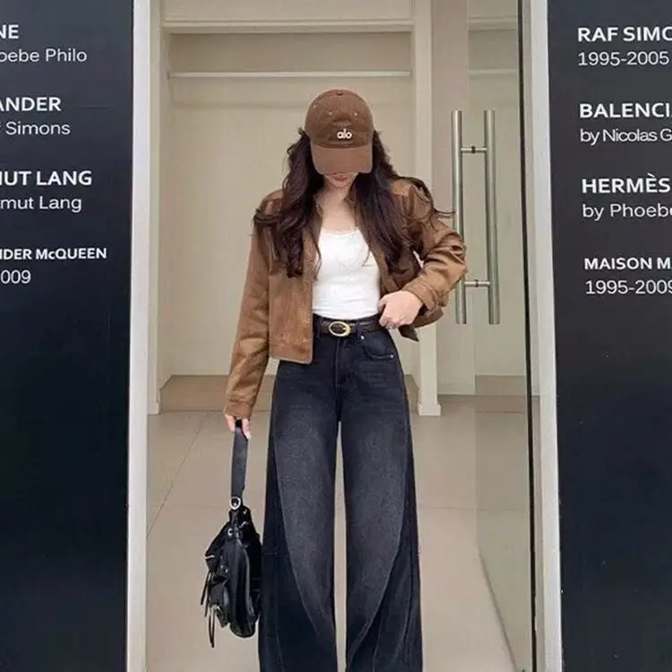 

Широкие джинсы прямого кроя с высокой талией. Женские осенние новые утягивающие универсальные джинсы больших размеров с высокой талией Bla And ey.