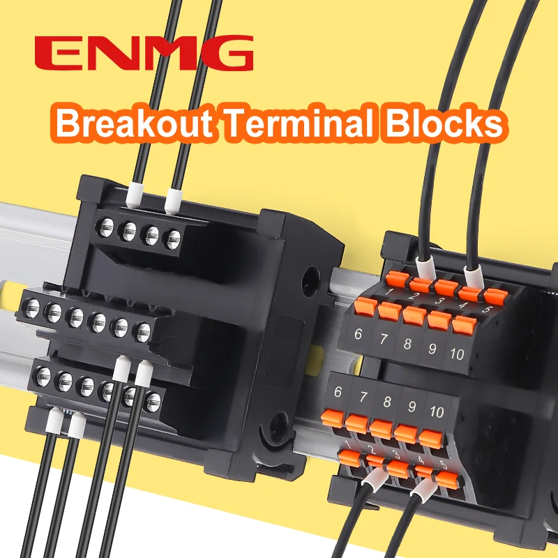ENMG DIN Rail Terminal Block 1 Input 2 Output Power Distribution Block 600V 30A Feed Through Connector for Control Cabinet