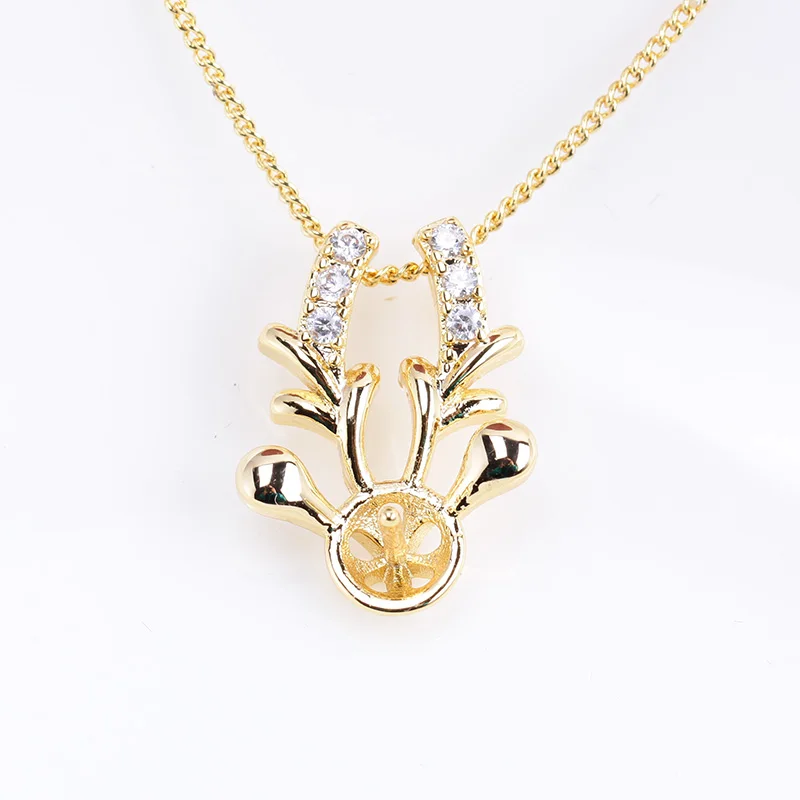 1 Par de Pingentes de Pérola D440 Banhados a Ouro 14K com Retenção de Cor, Bandeja para Joias DIY (Corrente e Pérola Não Incluídas)