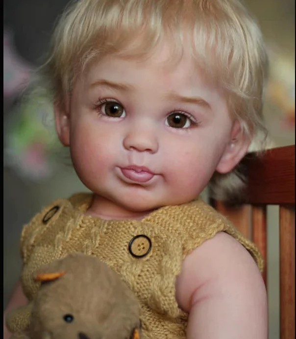 

NPK Emmeline 28inch DIY Reborn Doll Kit Unfinished Unpainted Toddler Doll Parts with Cloth Body And Random Eye for Collectors