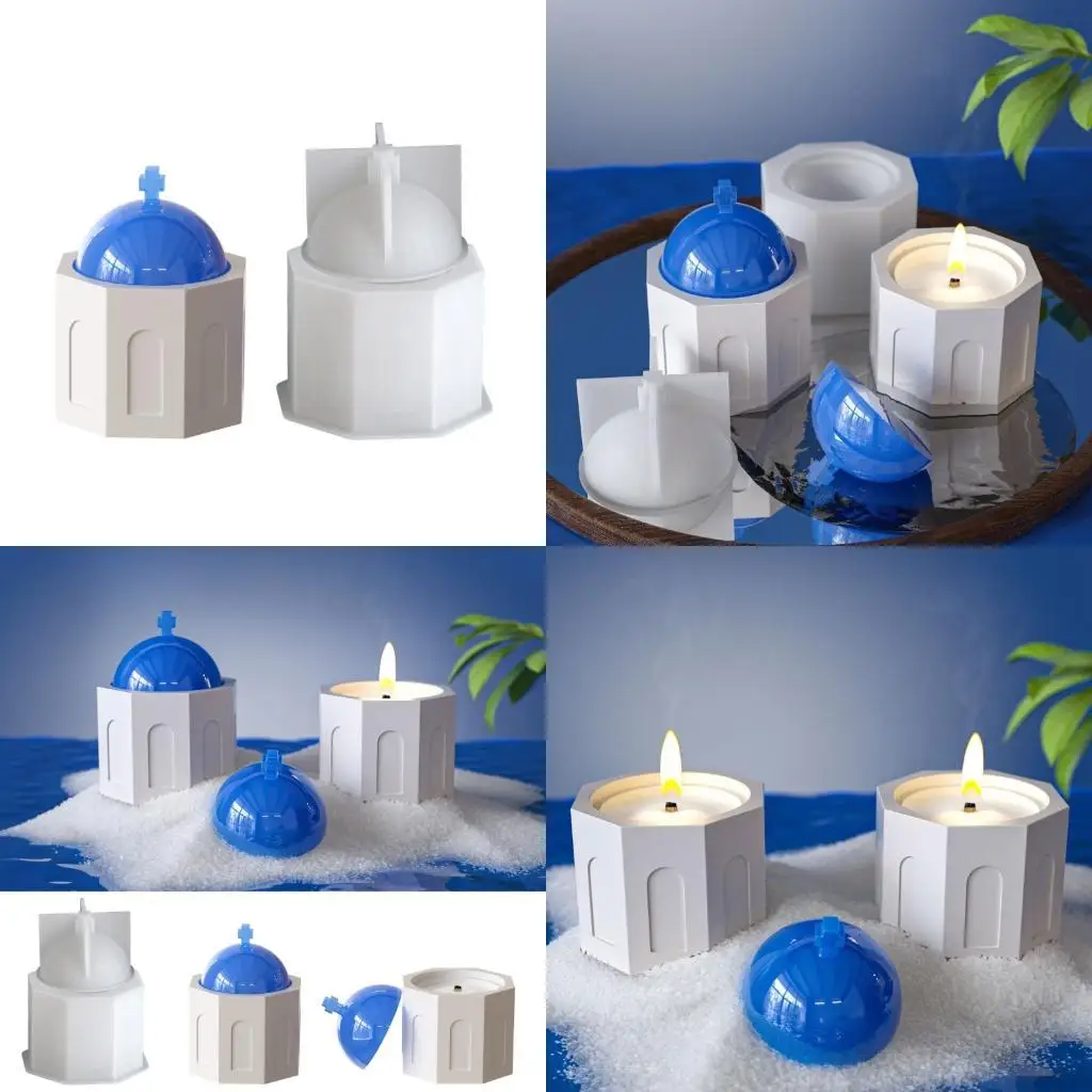 

A52E Blue Dome Church Silicone Craft Mold Jewelry Box Making Supplies Resin Cement Casting Holiday Gift