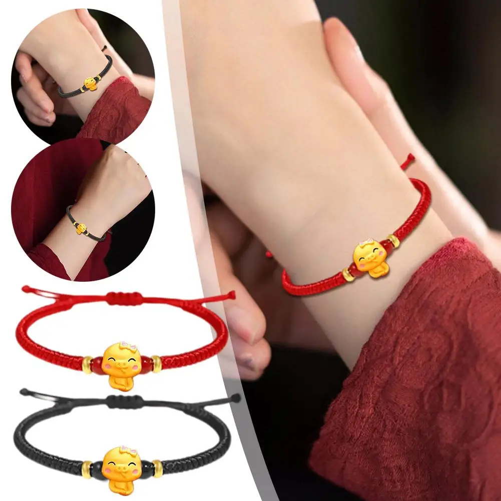 Chinese Twelve Red Rope Bracelet Chinese Feng Shui Lucky Amulet Bracelet Cute Snake Year Exquisite Bracelet For Luck O9Z8