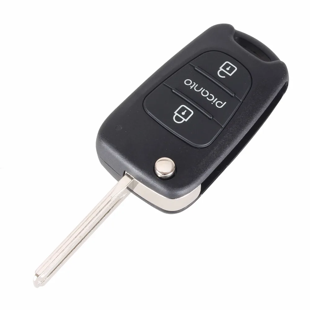 KEYYOU 10X New 3 Buttons Flip Folding Remote Key Shell For KIA Picanto Remote key Case Fob