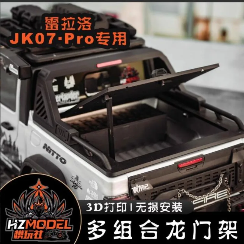 Rear Flat Cover Set & Multi-Functional Roll Cage  for 1/7 RLAARLO JK07 Pro RC Crawler, Openable Rear Flat Bar, Upgrade Parts