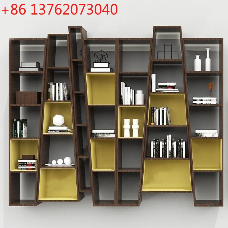 Walnut color bookcase floor combination bookshelf piano paint bookcase shelf