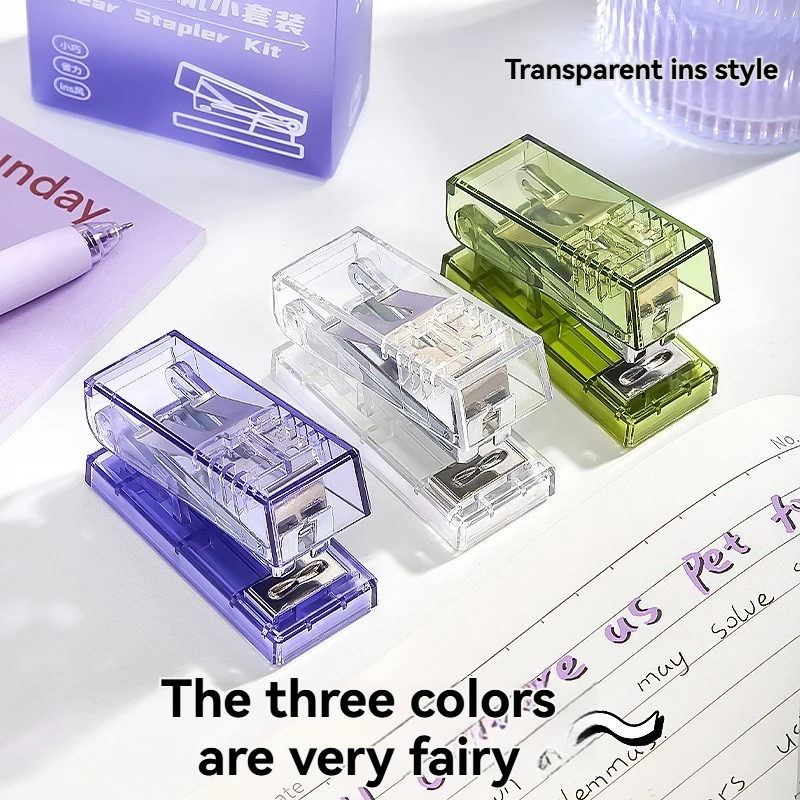 Transparent Mini Stapler for Primary & Secondary Schools Small Handheld Student Stapler Link Stapler P