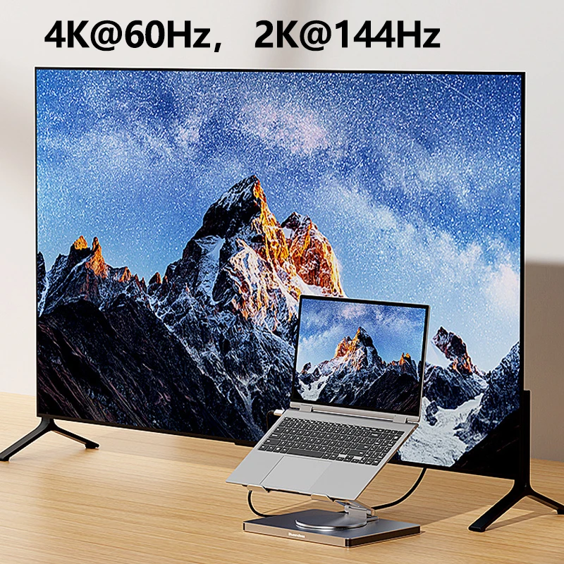 Laptop Stand for MacBook Pro Air Dell HP Surface 360° Rotatable Foldable with USB Hub Card Reader RJ45 Universal Bracket Holder