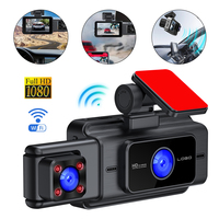 1200W Pixel Dash Cam With WiFi 3 Cameras Front Inside Rear Car Video Recording Wide Angle Night Vision G-Sensor 24H Monitor