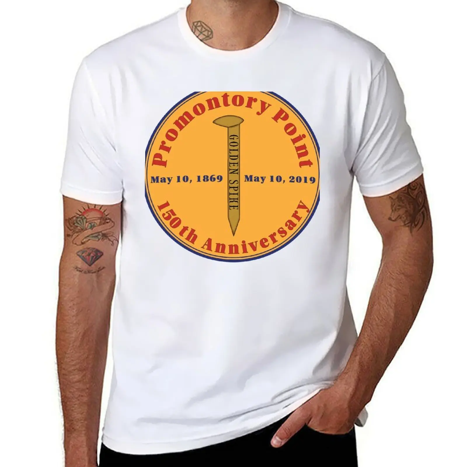 

Promontory Point Golden Spike Anniversary T-Shirt t shirts designer man t shirts for men T-Shirt
