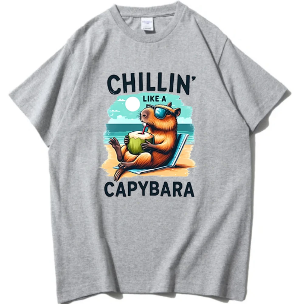 

Capibara y2k Funny Cartoon Minimalist Male T-shirts Female Neutral Casual Tops Original women ropa de mujer graphic men t shirts