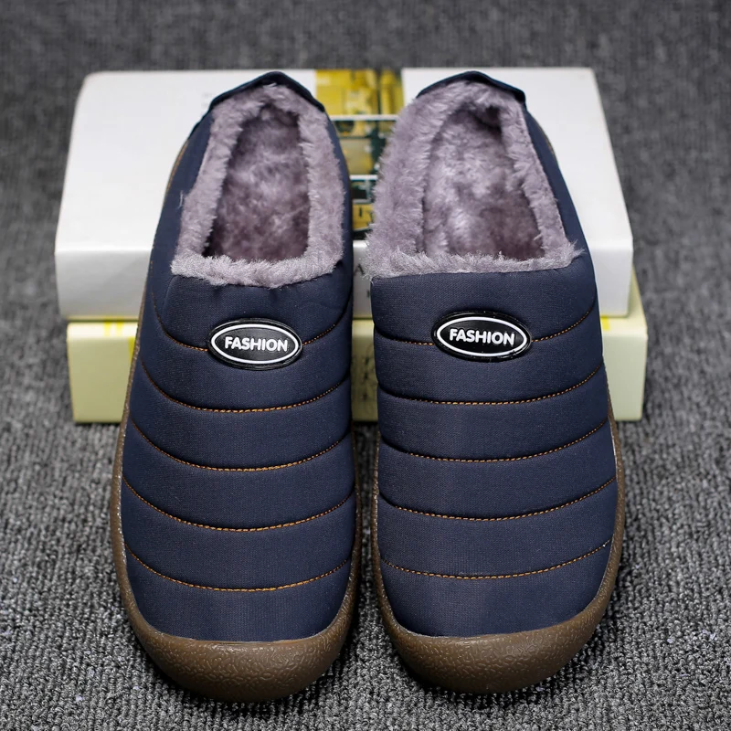 Women's Home Flat Shoes Plush Slippers Men's Casual Cotton Slippers Rubber Soles, Anti Slip Sleeves Lightweight Walking Shoes