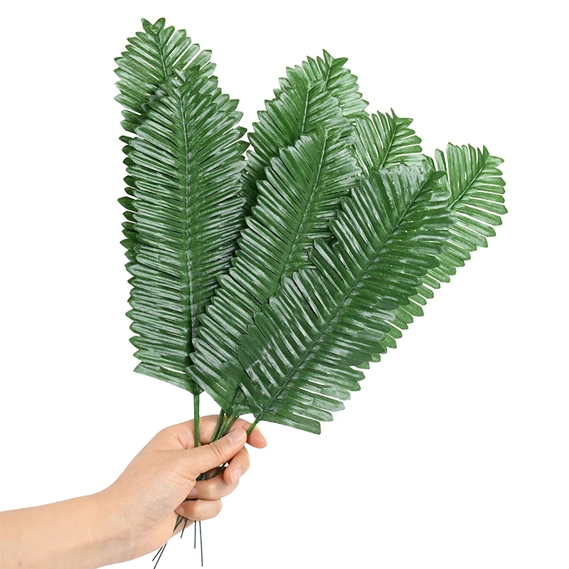 10/20 Stück künstliche grüne Palmblätter, tropische Monstera-Seidenschildkrötenblätter für hawaiianisches Luau-Strand, Hochzeit, Party, Heimdekoration – Detail 8