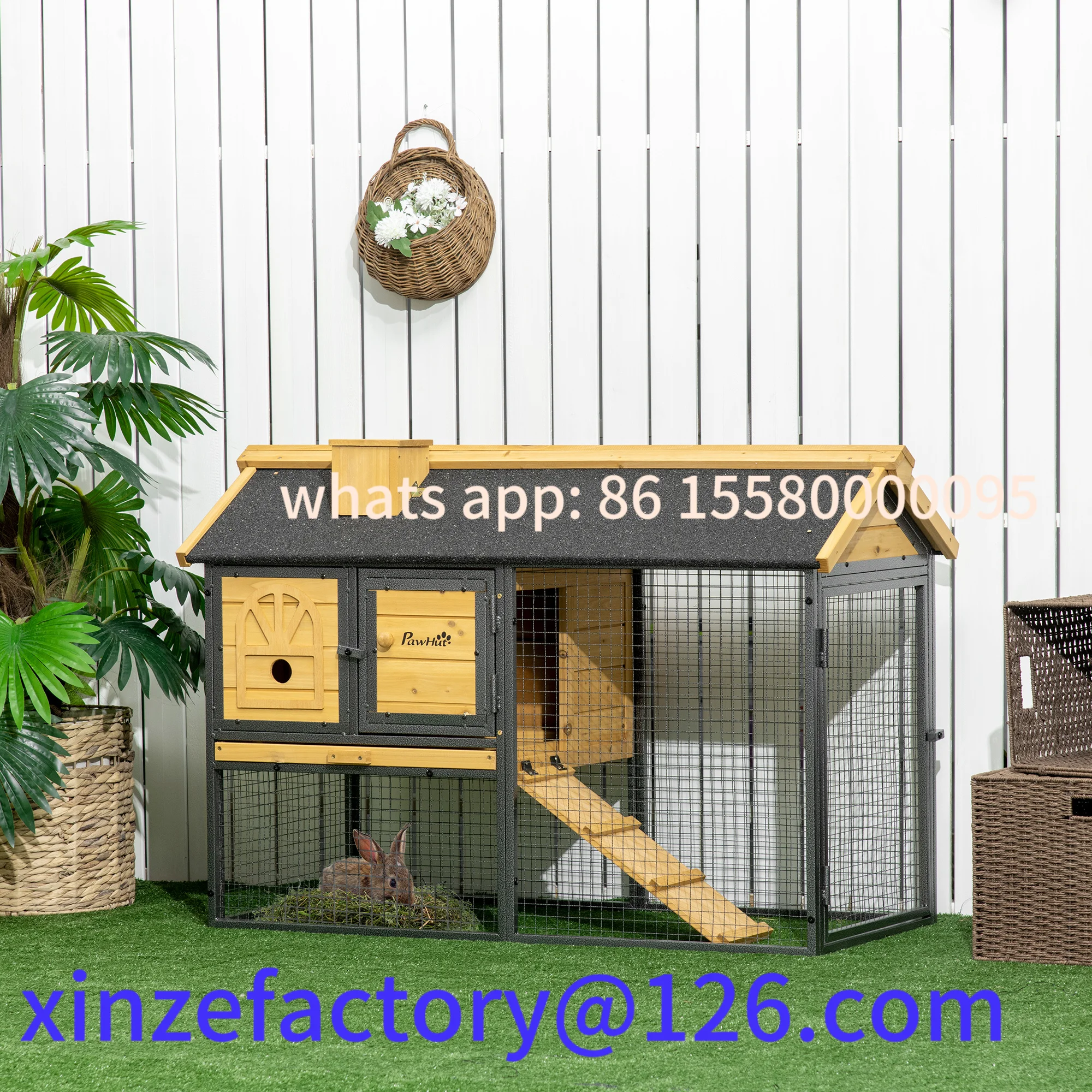 

Customizable Outdoor Bunny Cage w/ Run, Removable Tray