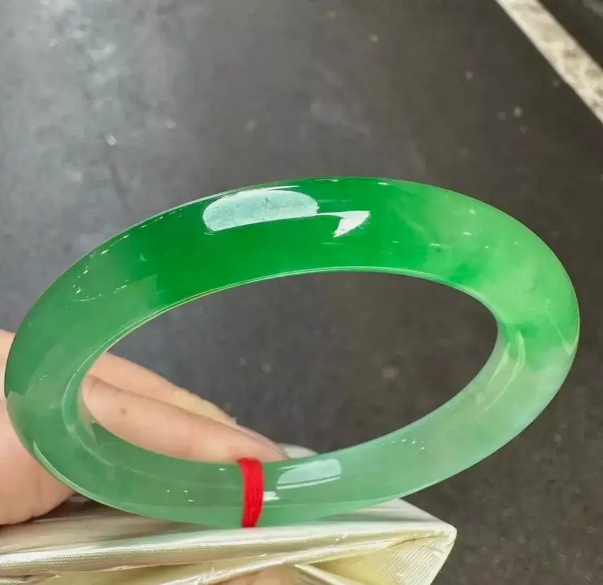 Round Rod Nature Grade AA Emerald green Burma Jade jadeite bracelet bangle 58mm