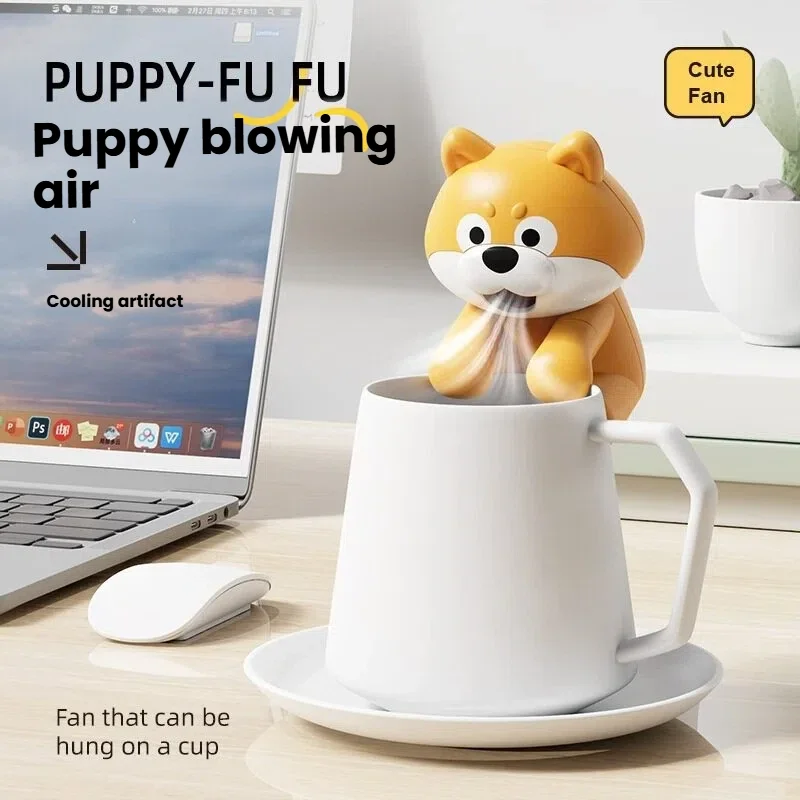 

Cartoon image Electric Fan Hanging Cooling Tool Portable Handheld Fan Noodles Water Cooling artifact Fan Hanging on the Cup