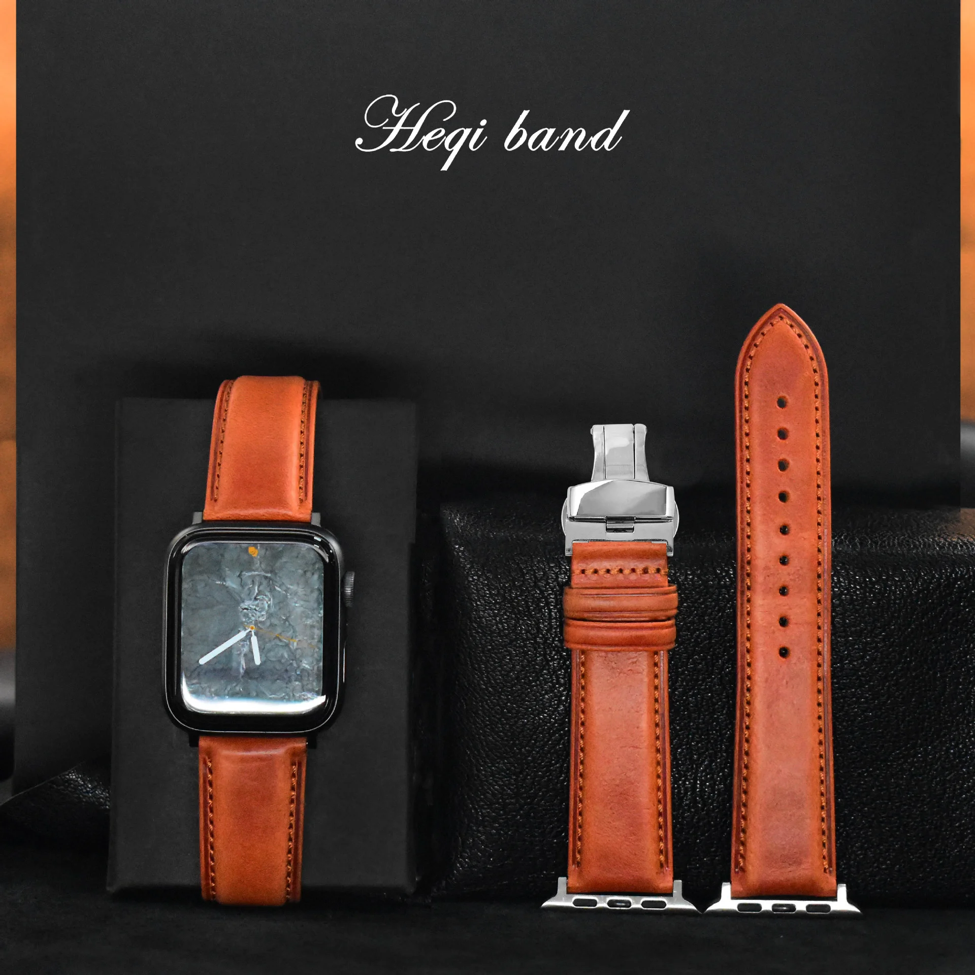 Leather bow buckle strap For Apple watch 45 44 41 Ultra 49mm Bracelet For iWatch series 8-1 The first layer of cowhide material