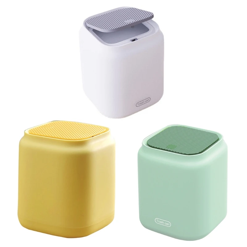 Nordic Mini Desktop Trash Can with Press Type Lid Countertop Small Waste Basket Home Table Garbage Dust Bin for Bathroom