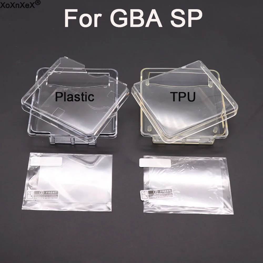 Klare Schutzhülle für GBA SP Spielkonsole, Kristallklare Abdeckung, TPU-Hülle, Displayschutzfolie