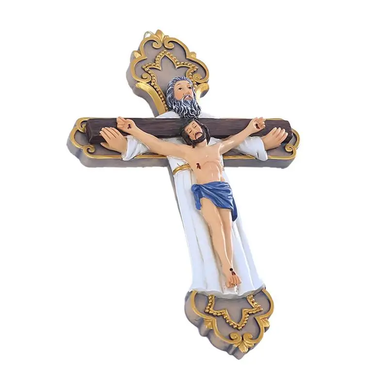 Christian Art Crucifixion Wall Art Religious Symbol Wall Crosses Exquisite Resin Jesus Wall Decor For Family Friends Colleagues