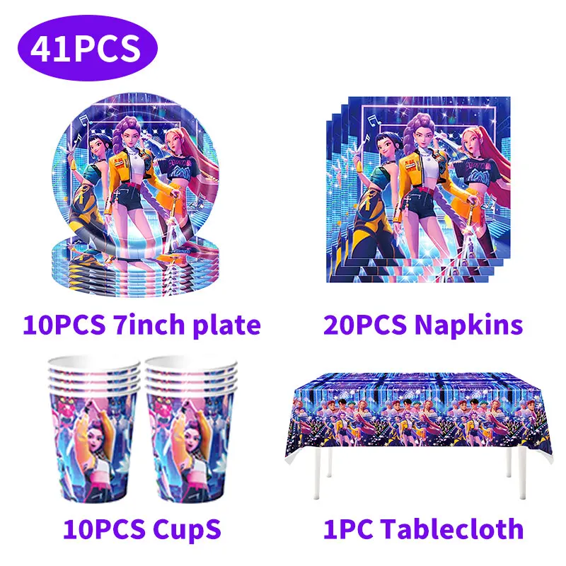 Mädchen-Themen Geburtstagsparty Dekorations-Set Ballons Geschirr Tassen Teller Servietten Tortendekoration Banner Geschenktüte Party-Favors Zubehör – Detail 39