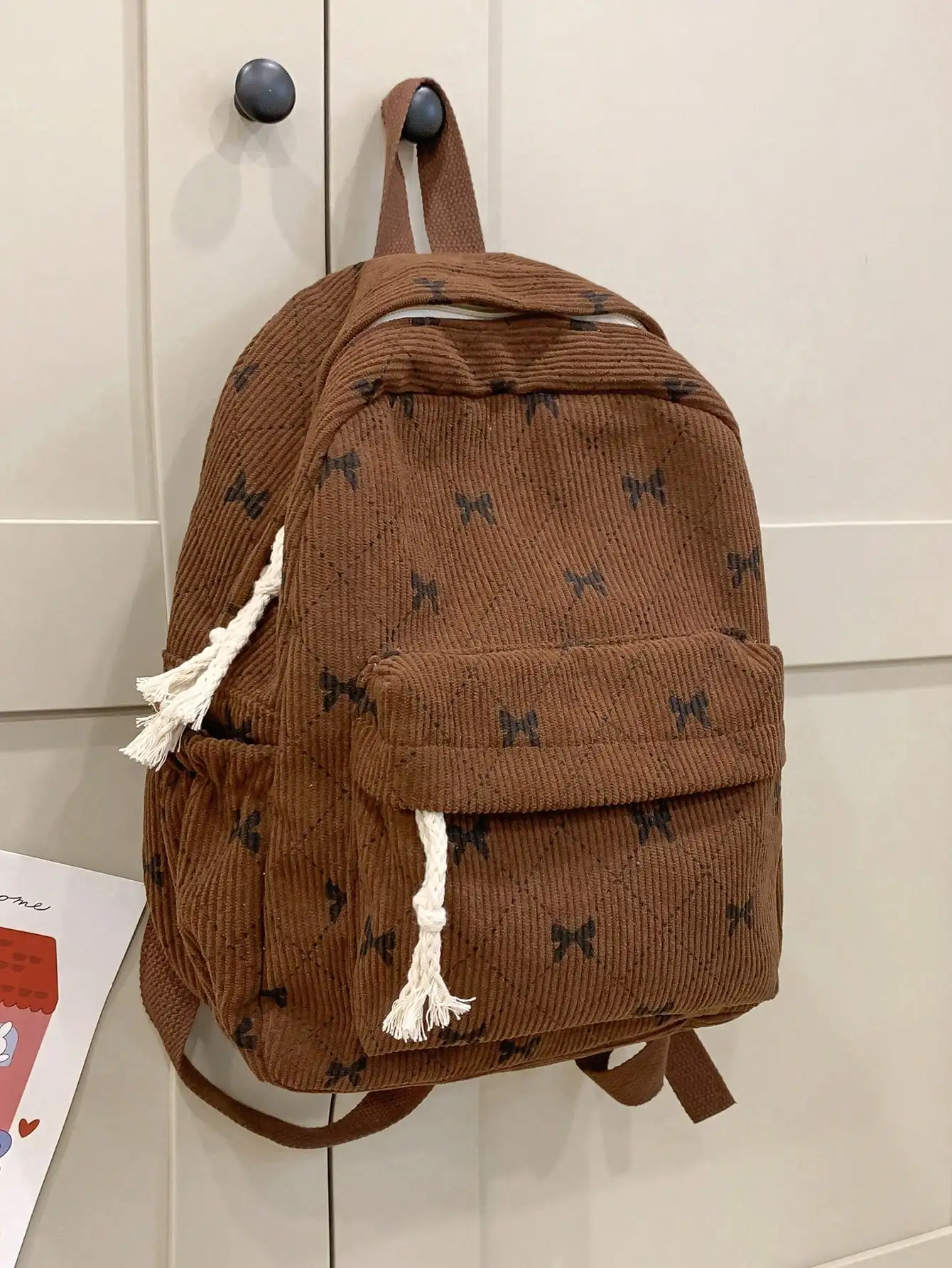 Mini zaino in velluto da donna, zaino compatto per lo shopping in viaggio, zaino casual in tinta unita