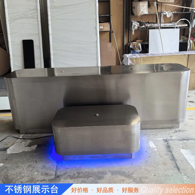 

CZ Custom Stainless Steel Bar Counter Clothing Store Cashier Desk Beauty Salon Hair Salon Front Desk Reception Desk