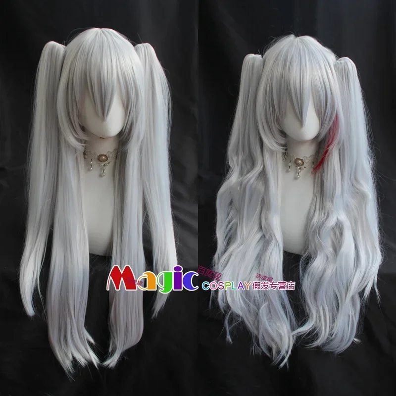 Anime Azur Lane Prinz Eugen Cosplay Wig Hololive Shishiro Botan Silver Grey Horsetail Wig