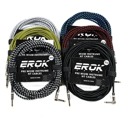 EROK 10M Music Audio Cables Anti-Noise Line 6.35mm Male to Male Colorful Braided Line Connect Pedal Guitar Bass Universal Cables