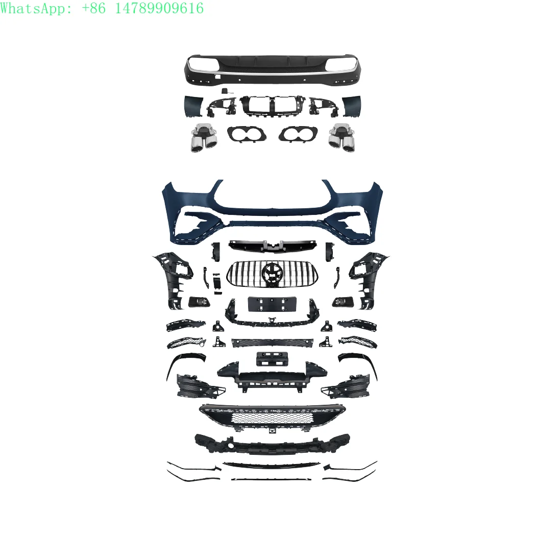 GLE53 Bumper for  2024 GLE W167 Upgrade GLE53  Body Kit Front Bumper GT Grille Diffuser with Exhaust Fender Flare