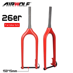 AIRWOLF Carbon Fork Mtb 26 Rigid Fork Carbon Mountain Bike Forks Steer Tube 28.6mm Matte Glossy Disc Rotor 160mm Fat Bike Fork