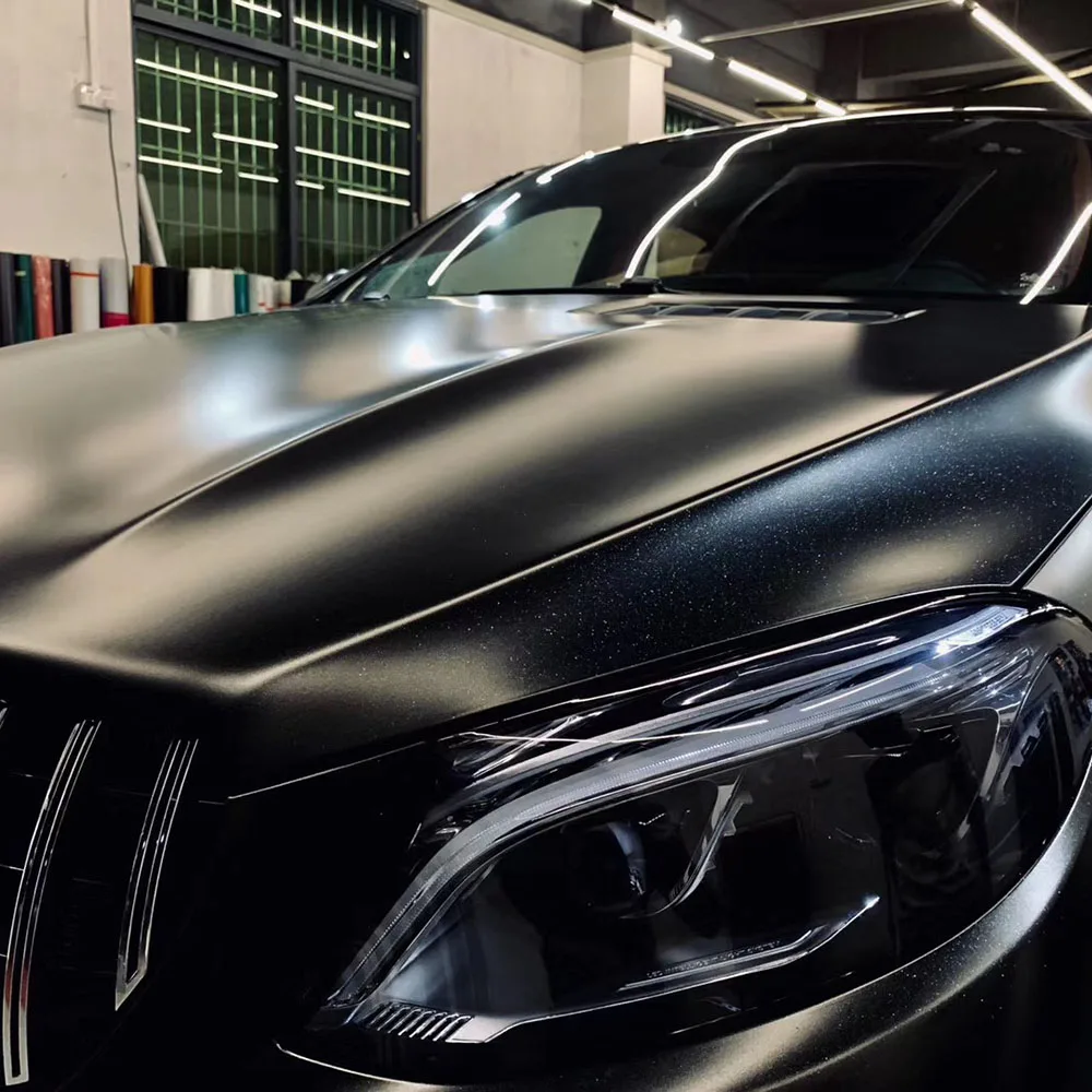 

Matte Metallic Vehicle Vinyl Metallic Black Car Wrap Film